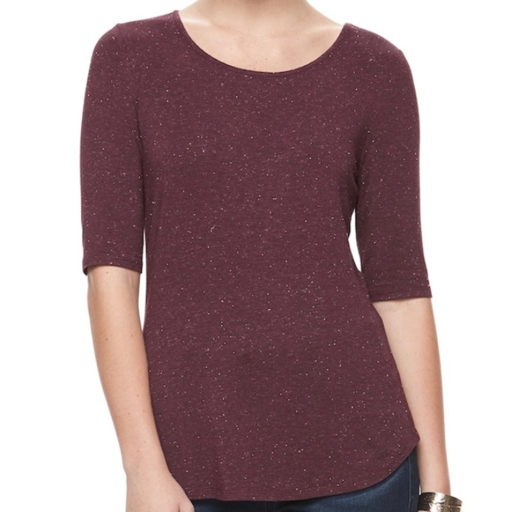 Plus Apt 9 Essentials Tee Elbow Sleeves Maroon 3x